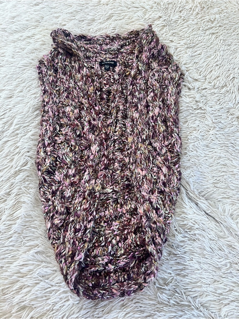 Cozy Multicolor Knit Women’s Sweater vest - Pink Blend